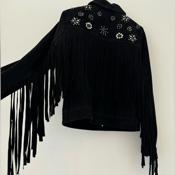 ZADIG & VOLTAIRE BLACK FRINGE SUEDE JACKET - Picture 4 of 10